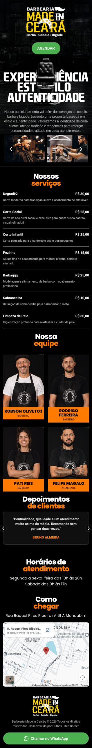 Prévia do site mobile